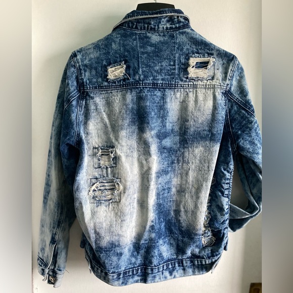 1738 Original Brand | Mens Distressed Jean Jacket Acid Wash Denim - Picture 4 of 5